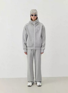 MYSAMESAME定制复古肌理保暖棉混纺纱连帽卫衣结构线休闲开衫外套