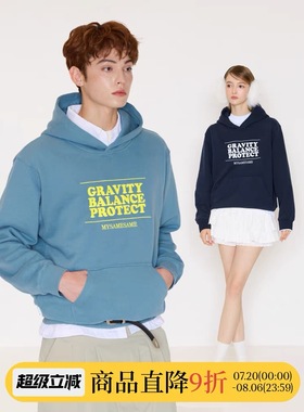 MYSAMESAME 高密刺绣字母logo连帽卫衣短款男女宽松百搭慵懒复古