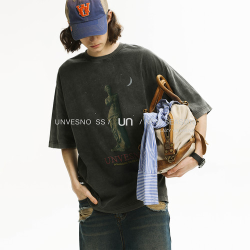 【洗水做旧】Unvesno(UN) New Vintage 维纳斯磨破印花男女款T恤