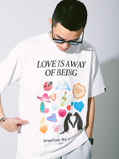 DAKYAM(达人)LOVE is everything 爱心臆想形状印花潮流短袖TEE恤