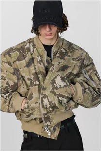 PUPILtravel 迷彩夹克男短款飞行服美式冬季棒球服复古外套棉服女