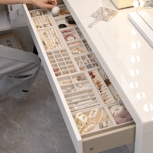 放抽屉内首饰收纳格绒布托盘斗柜内胆耳环钉戒指项链饰品首饰盒新