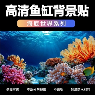 鱼缸背景贴纸高清图纸画立体壁纸鱼缸背景画双面饰款水族箱装鱼缸