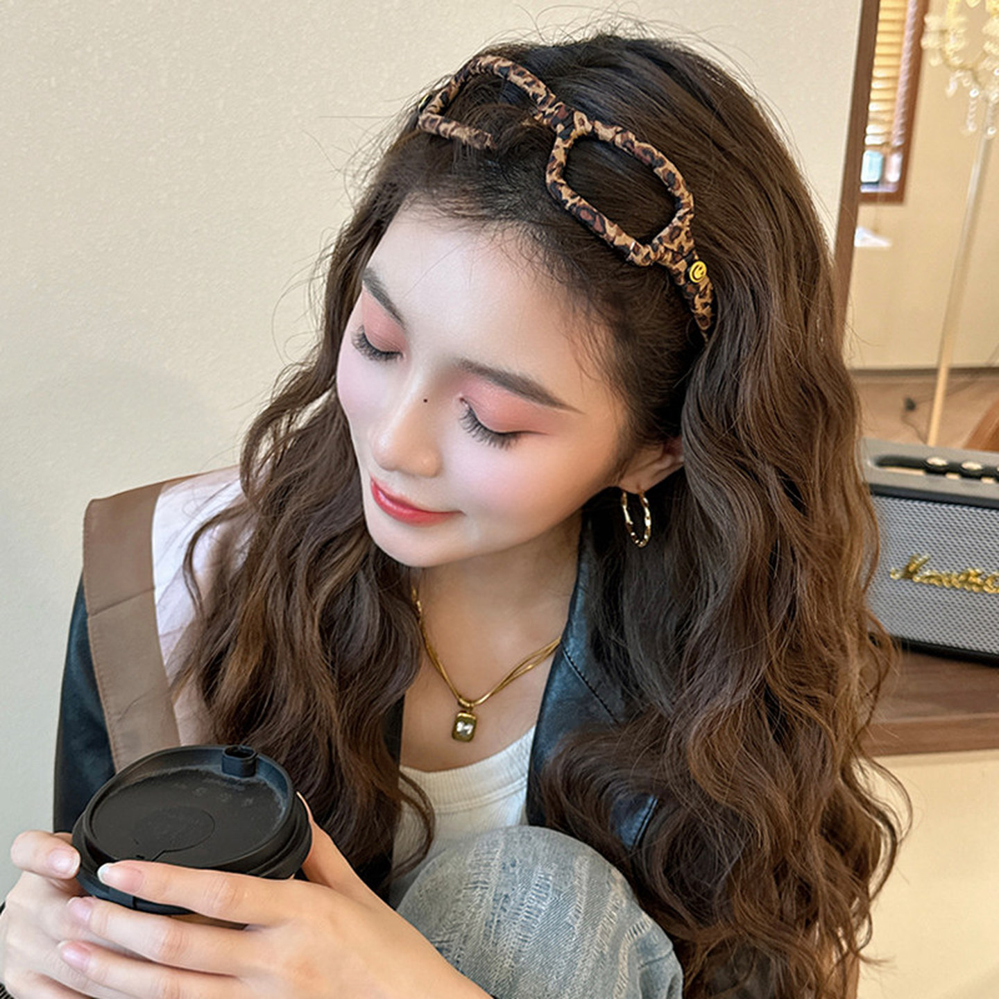 豹纹眼镜发箍女士今年流行的简约高级感洋气时尚轻奢感高颅顶头箍