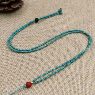 DIY项链绳子红圆顶珠吊坠绳金丝结红圆顶珠毛衣链挂绳手工编织绳