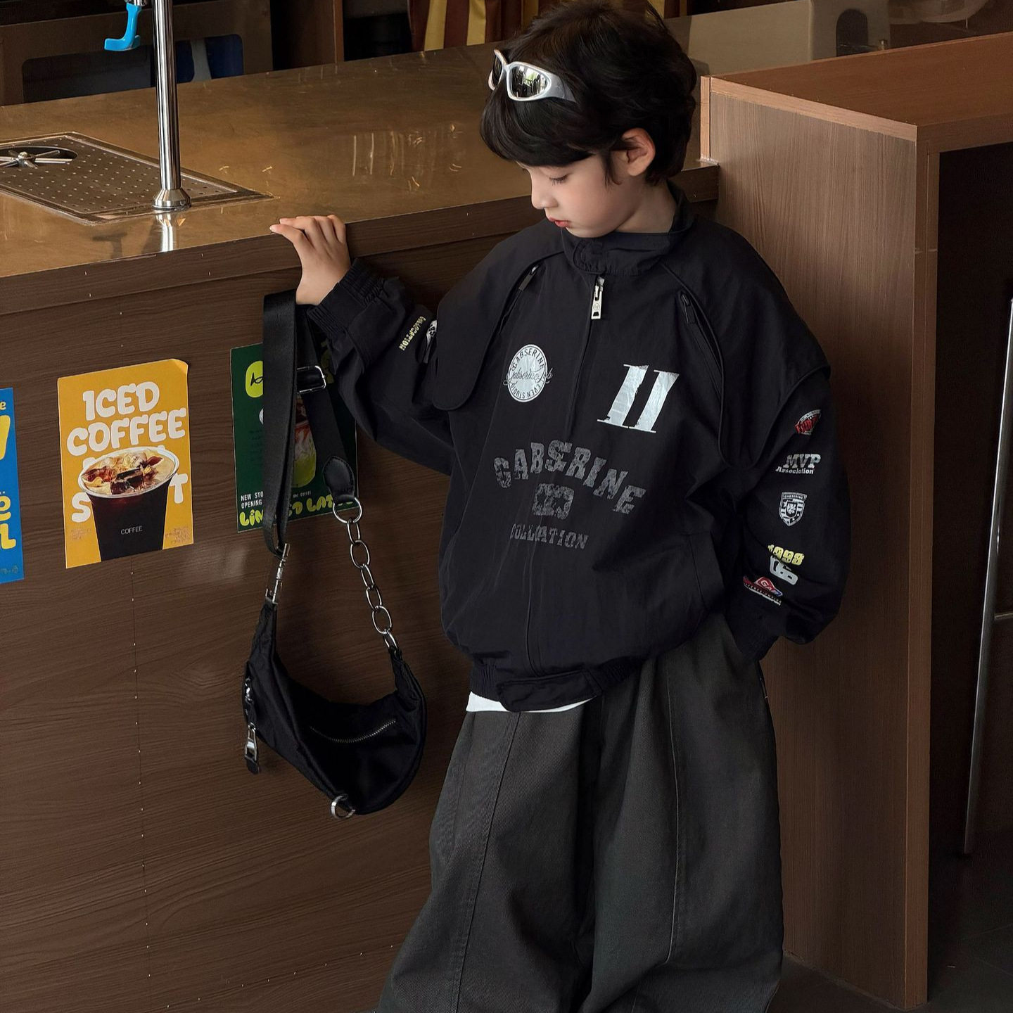 2026秋季新款韩版男童美式棒球服字母外套儿童时髦上衣潮