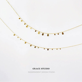 超闪叠戴小方片锁骨链女时髦简约百搭设计师项链女 法式 S莉莉丝