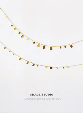 G/S莉莉丝 法式超闪叠戴小方片锁骨链女时髦简约百搭设计师项链女