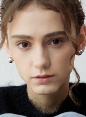 G/S 简约高级感银灰珍珠耳环女施家珍珠耳钉真多麻耳夹纯银耳饰