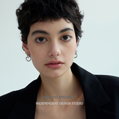 小众高级感不规则线条心型金属耳圈简约设计爱心耳环 S日暮派对