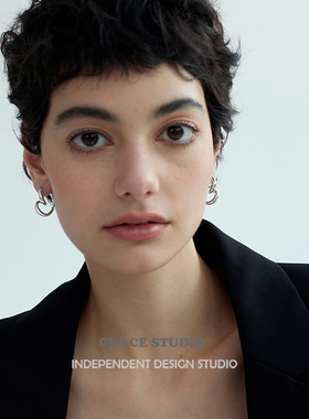 G/S日暮派对 小众高级感不规则线条心型金属耳圈简约设计爱心耳环