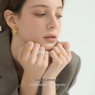 法式蕾丝刺绣戒指镂空艺术感指环