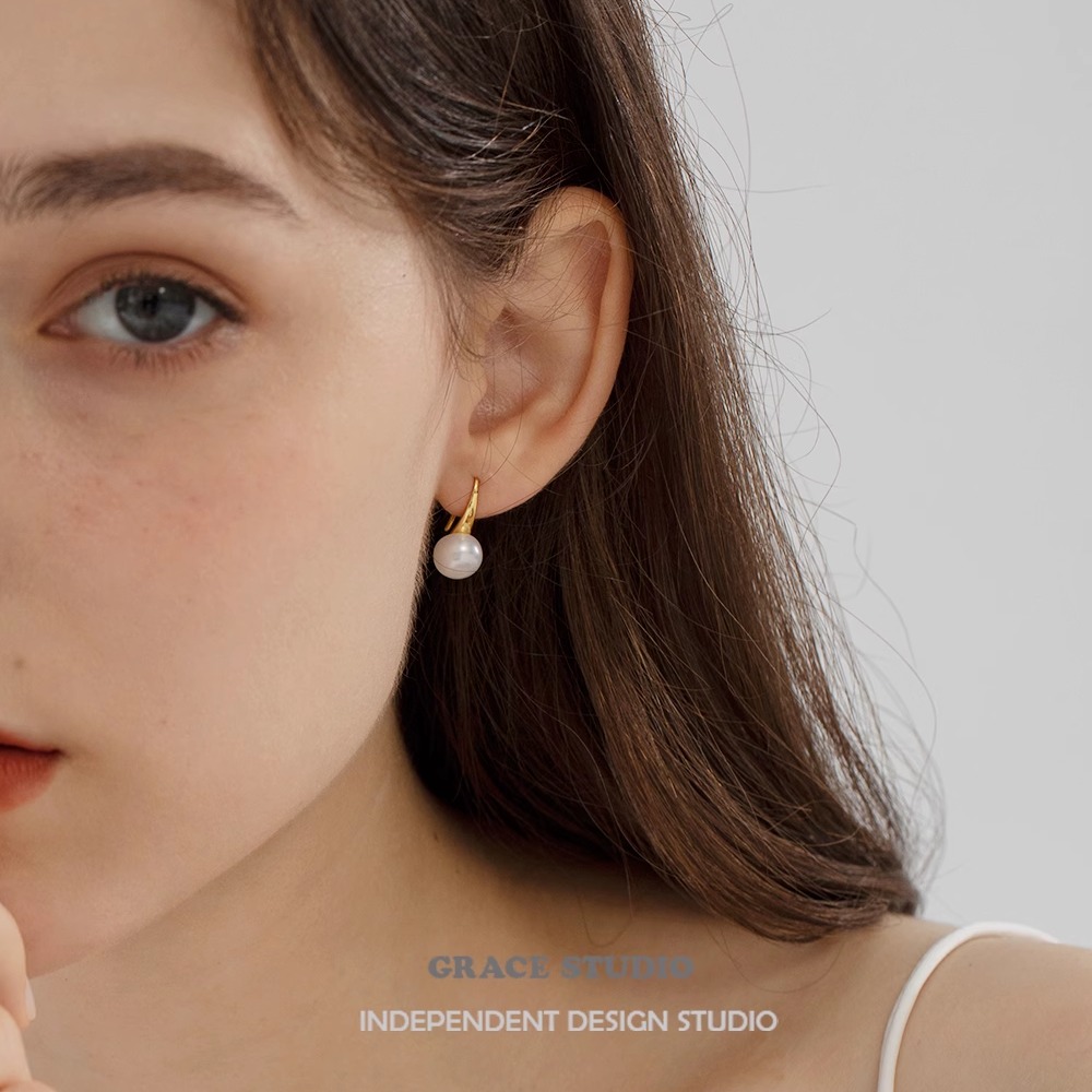 法式优雅简约天然珍珠耳环