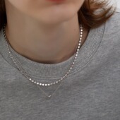 款 S时髦经典 小众双层叠戴珠子项链女极简百搭轻奢锁骨链毛衣链