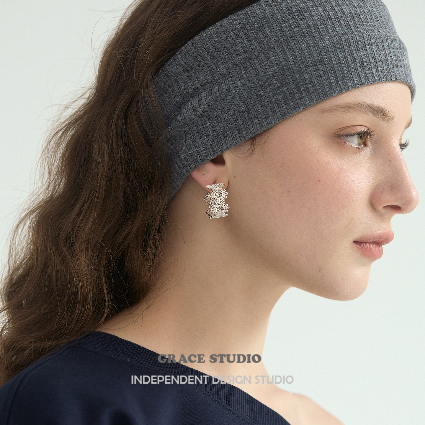 精致高奢金属蕾丝刺绣系列耳饰