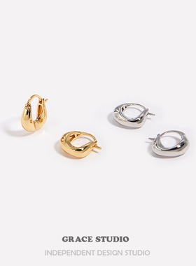 G/S经典款 金属风不规则光面小耳圈女ins简约百搭HOOP风耳环