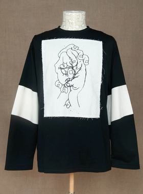 自主 Christopher Nemeth 23AW 绳结 花纹拼接 长袖T恤印花卫衣