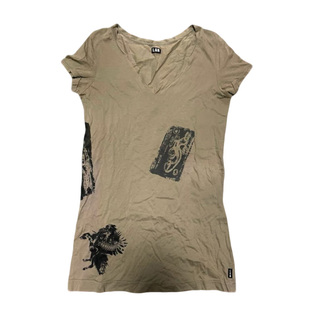 复古洗水做旧上衣 T恤 LGB 稀有V领印花短袖