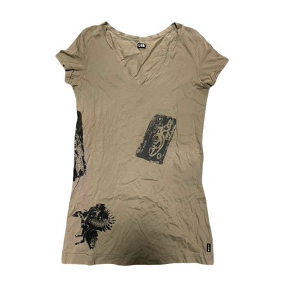 LGB 稀有V领印花短袖T恤 复古洗水做旧上衣