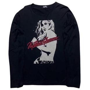 hysteric glamour 复古女郎黑色长袖T恤 歇斯底里 印花图案