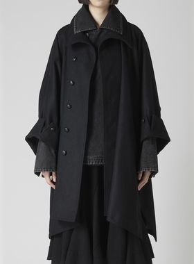 自主 山本暗黑风 25AW 羊毛 宽松 立领 羊毛 毛呢 外套