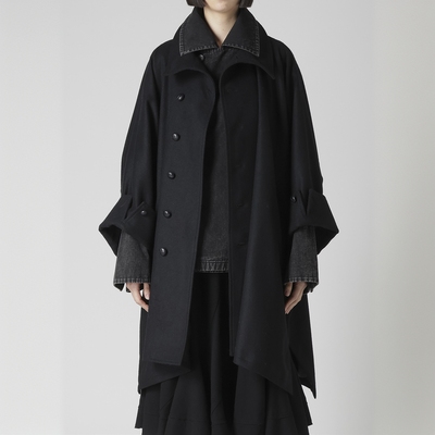 自主 yohji 山本暗黑风 25AW 羊毛 宽松 立领 羊毛 毛呢 外套