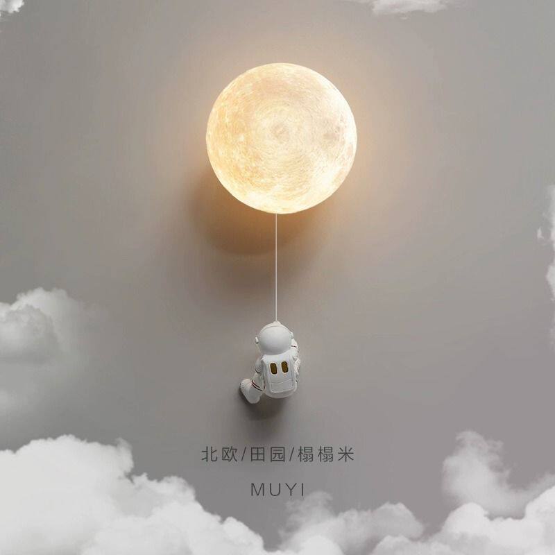 月球壁灯卧室床头极简北欧创意儿童房男孩女孩卡通宇航员背景墙灯,家装灯饰光源,床头/玄关/吧台/过道吊灯,淘宝优惠券,粉丝福利购,淘宝优惠卷