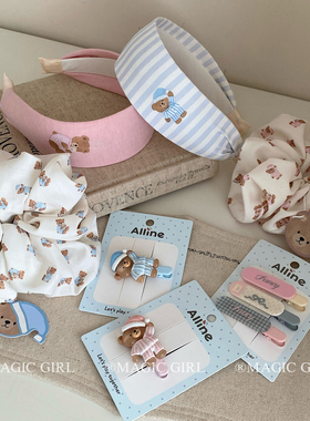 少女原创睡眠小熊发箍女可爱大肠发圈头饰高级甜美发夹奶呼呼发饰