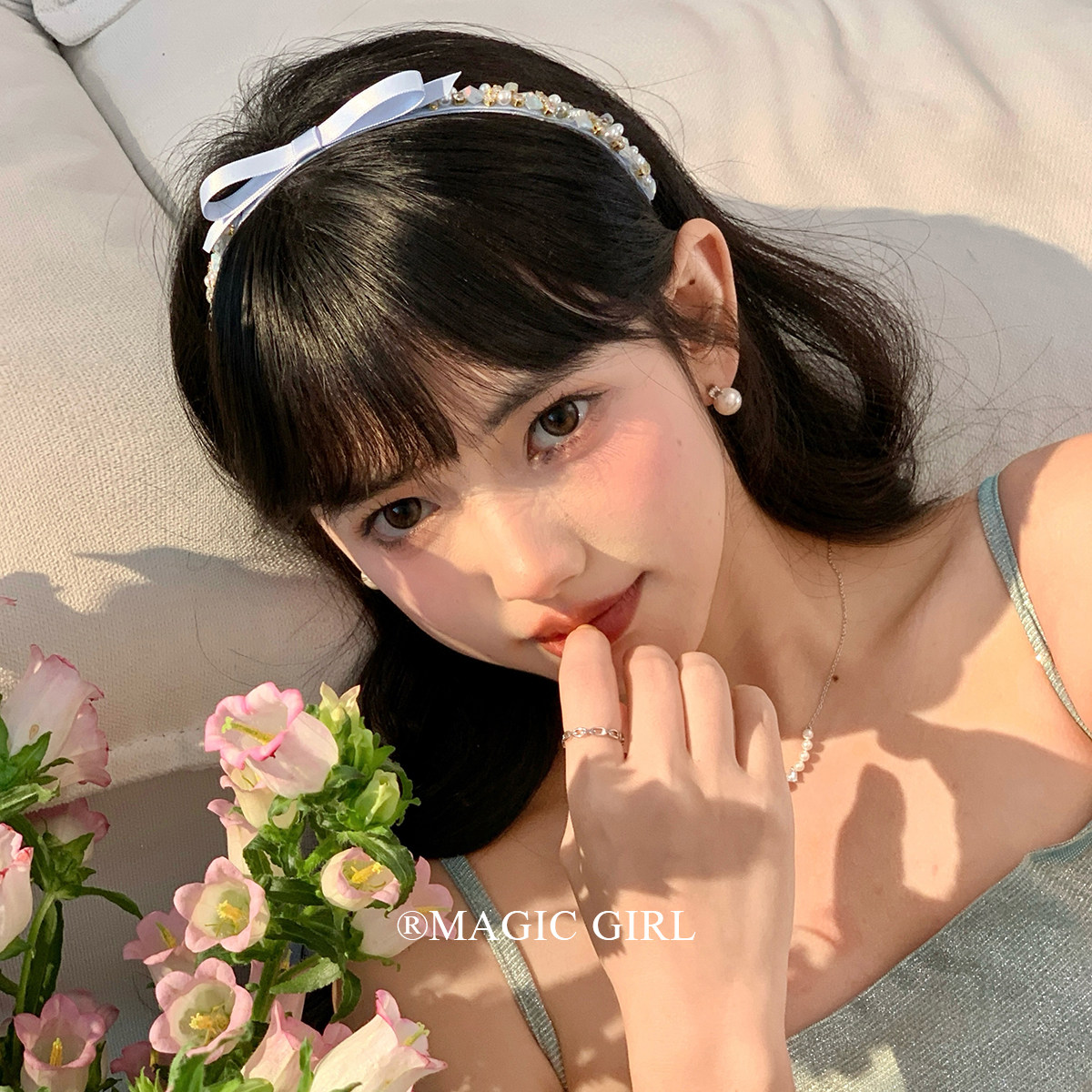 梦泡春曲 轻奢水钻珍珠蝴蝶结发箍女精致千金高级感头箍发卡发饰
