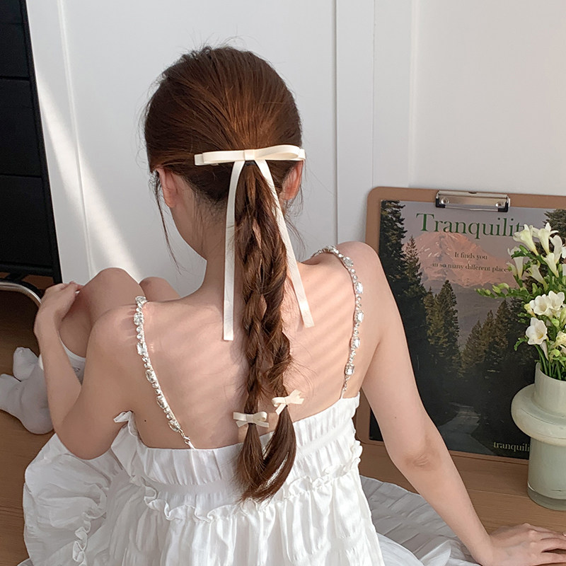 丝带绑发蝴蝶结发夹气质芭蕾风麻花辫发卡女2024新款森系夹子头饰