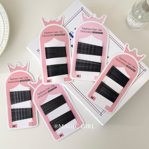 韩版黑色基础款波浪一字夹碎发夹