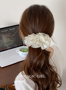 早春超仙蓝色碎花云朵香蕉夹发夹温柔设计感抓夹发饰甜美发卡夹子