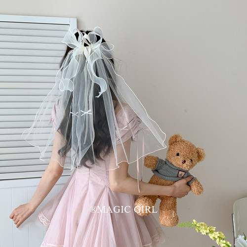 韩系甜美拍照求婚领证新娘头纱