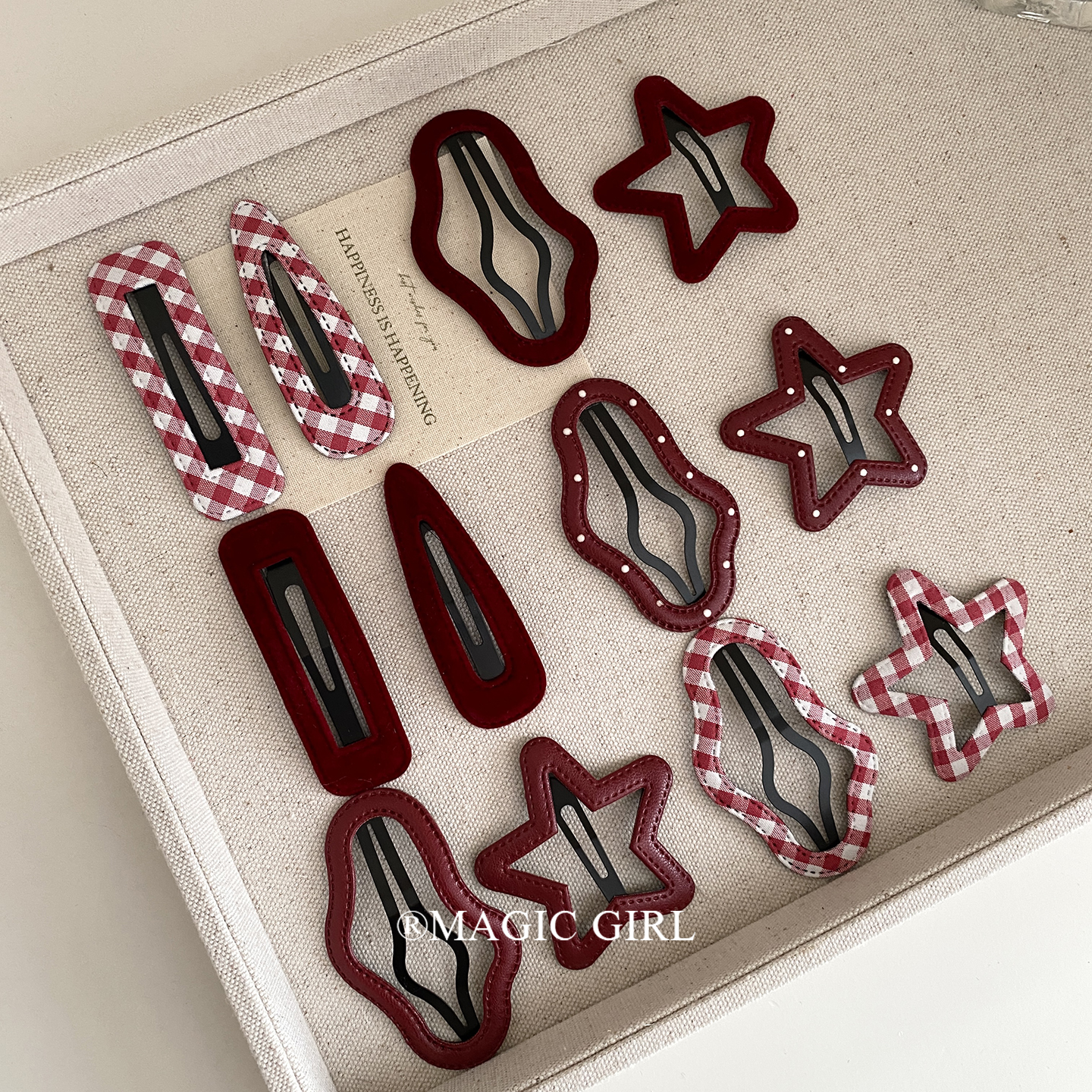 高级感红色系五角星BB夹边夹秋冬氛围感云朵发夹掰掰夹刘海夹发饰