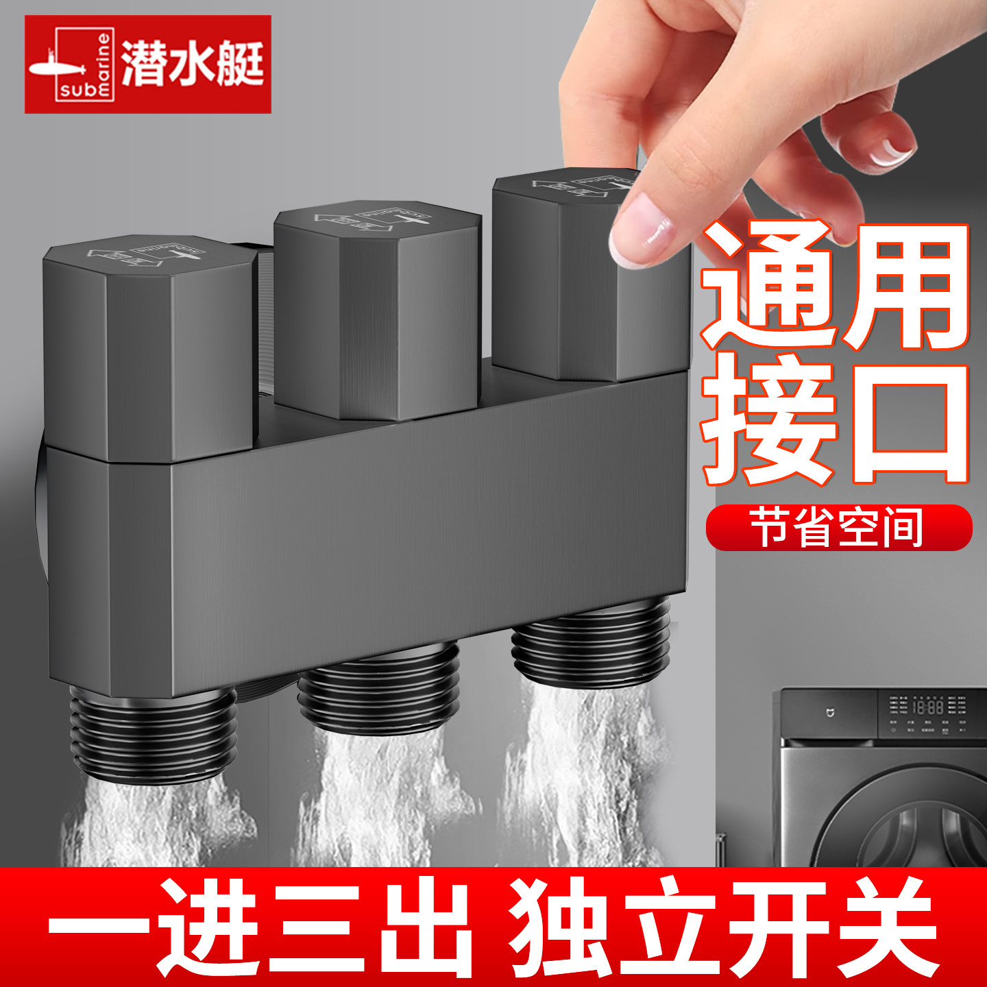潜水艇一进三出三控全铜防爆角阀图片