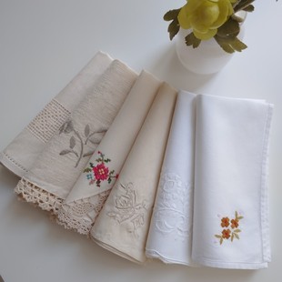 手工装饰餐巾天然棉麻手绣抽纱精致装饰摆拍样板间多款入