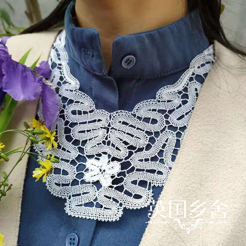 青州府花边 手工绣片 白色纯棉 diy配件 领子袖口蕾丝  画芯