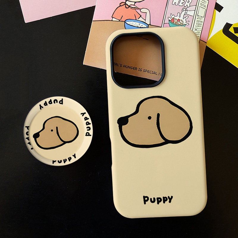 可爱金毛小狗适用苹果17promax手机壳iphone16pro菲林磁吸支架个性华为P80小米15小众vivo防摔保护壳oppo简约