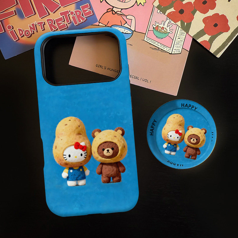 蓝色小土豆适用苹果17promax手机壳iphone16pro菲林磁吸支架个性华为P80小米15小众vivo防摔保护壳oppo联名