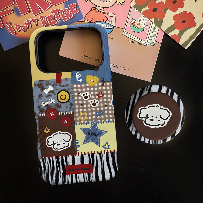 星星小狗适用苹果17promax手机壳iphone16pro菲林磁吸支架个性华为P80小米15小众vivo防摔保护壳oppo拼接风