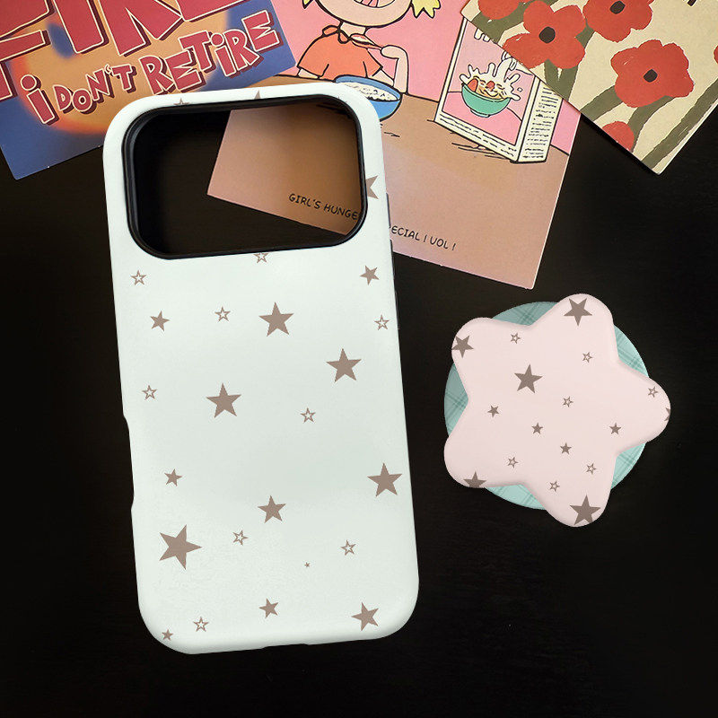 薄荷绿五角星适用苹果17promax手机壳iphone16pro菲林磁吸支架个性华为P80小米15小众vivo防摔保护壳oppo撞色