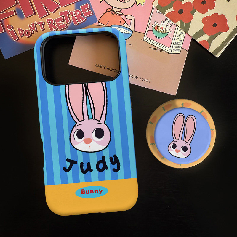 卡通朱迪适用苹果17promax手机壳iphone16pro菲林磁吸支架个性华为P80小米15小众vivo防摔保护壳oppo动物城