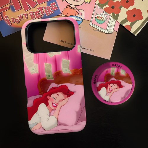 公主请发财适用苹果17promax手机壳iphone16pro菲林磁吸支架个性华为P80小米15小众vivo防摔保护壳oppo暴富