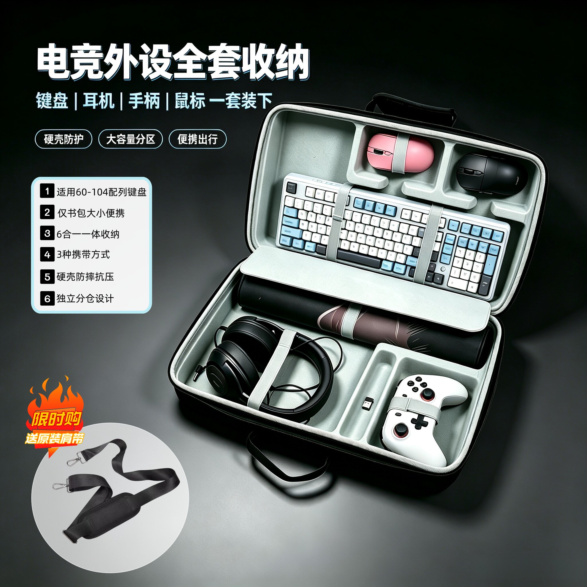 外设收纳包四合一键盘鼠图片