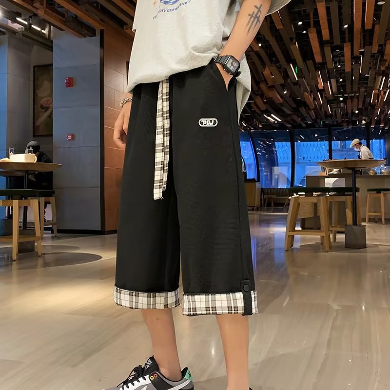 华夫格七分裤男夏季宽松