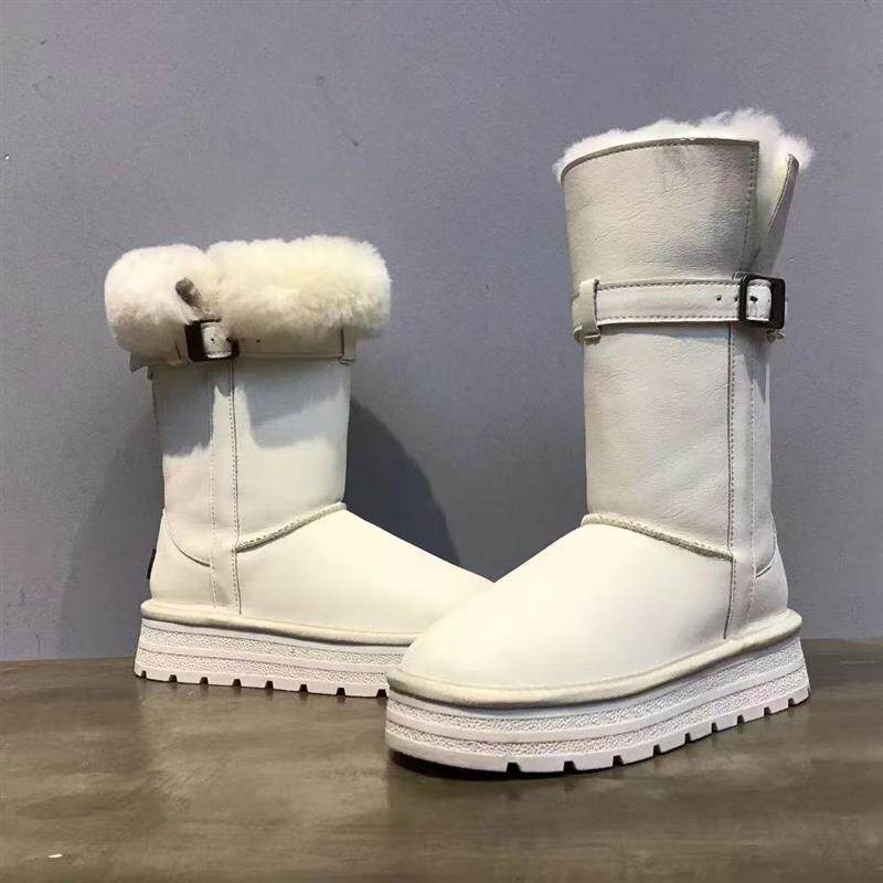 纯羊毛雪地靴女2025新款冬季厚底牛皮高筒棉鞋加绒加厚保暖长筒靴