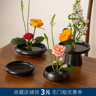 日式 陶瓷水果盘茶点盘器皿家居装 饰摆件 简约剑山插花器花盆新中式