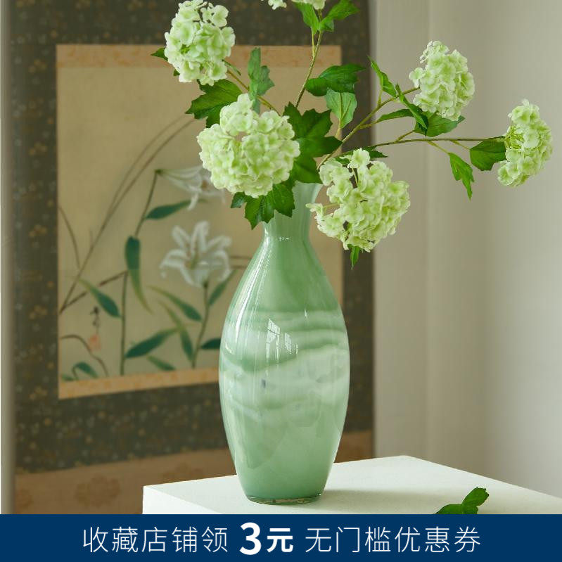 宋代美学绿云肌理中式轻奢花瓶摆件客厅插花复古琉璃餐厅高级感,家居饰品,花瓶,淘宝优惠券,粉丝福利购,淘宝优惠卷