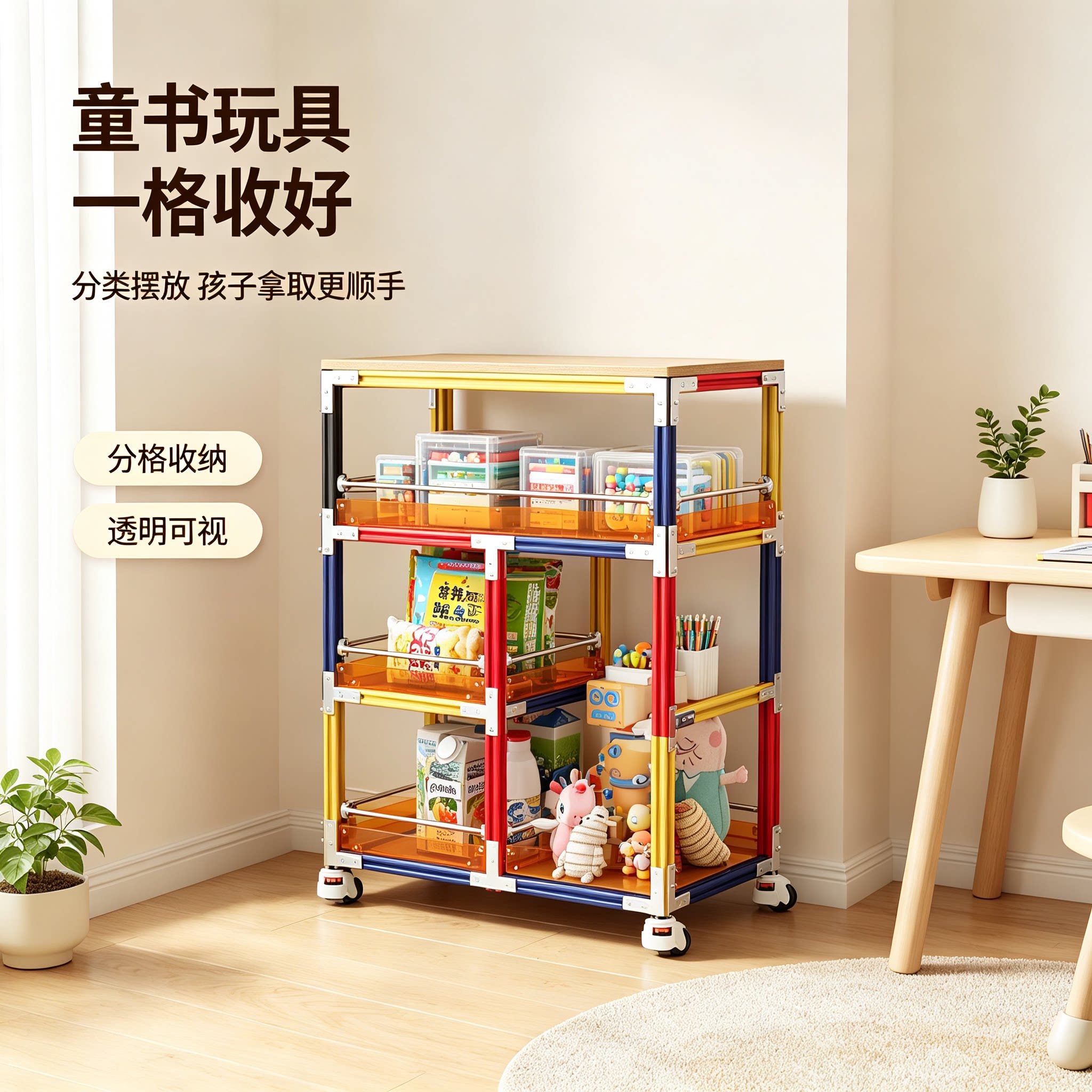 铝型材海洋板撞色可移动边几图片