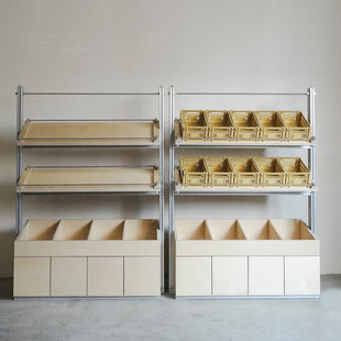 商场桦木海洋板铝型材展示架落地式样品陈列架办公区背景墙置物架